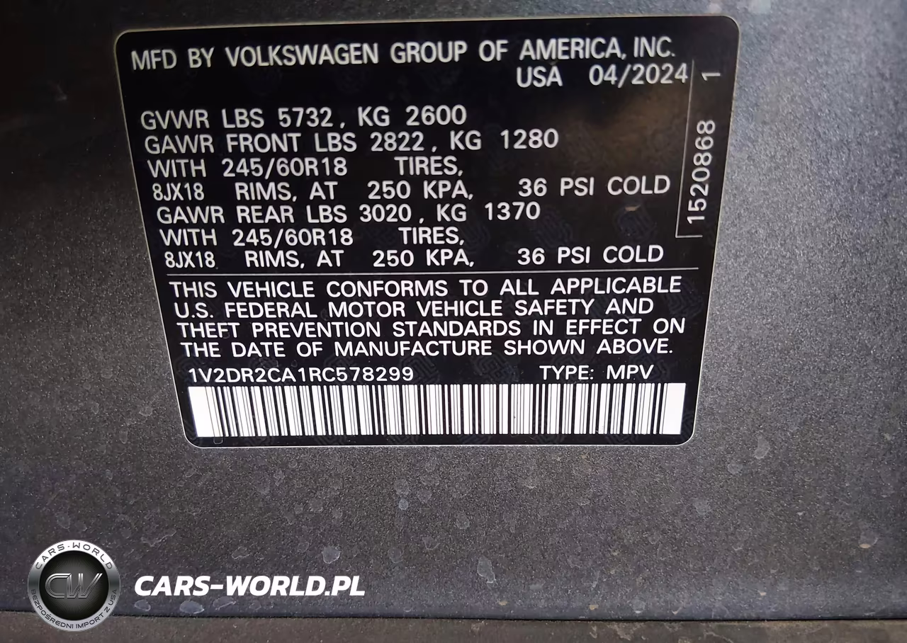 2024 Volkswagen Atlas 2.0T Se VIN:1V2DR2CA1RC578299 - 9