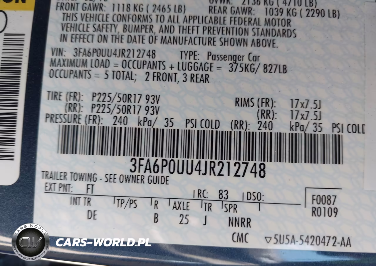 2018 Ford Fusion Hybrid S VIN:3FA6P0UU4JR212748 - 9
