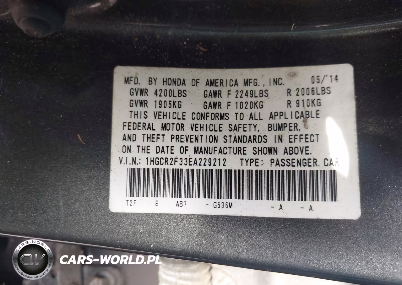 2014 Honda Accord Lx VIN:1HGCR2F33EA229212 - 9