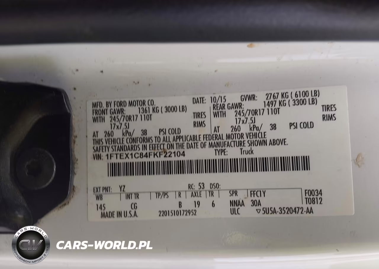 2015 Ford F-150 Xl VIN:1FTEX1C84FKF22104 - 9