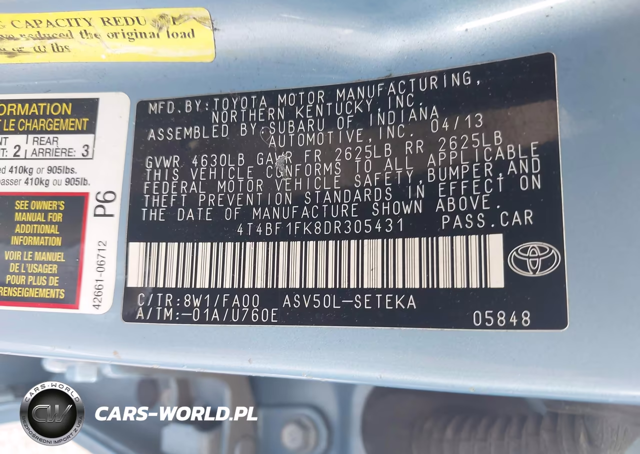 2013 Toyota Camry L VIN:4T4BF1FK8DR305431 - 9