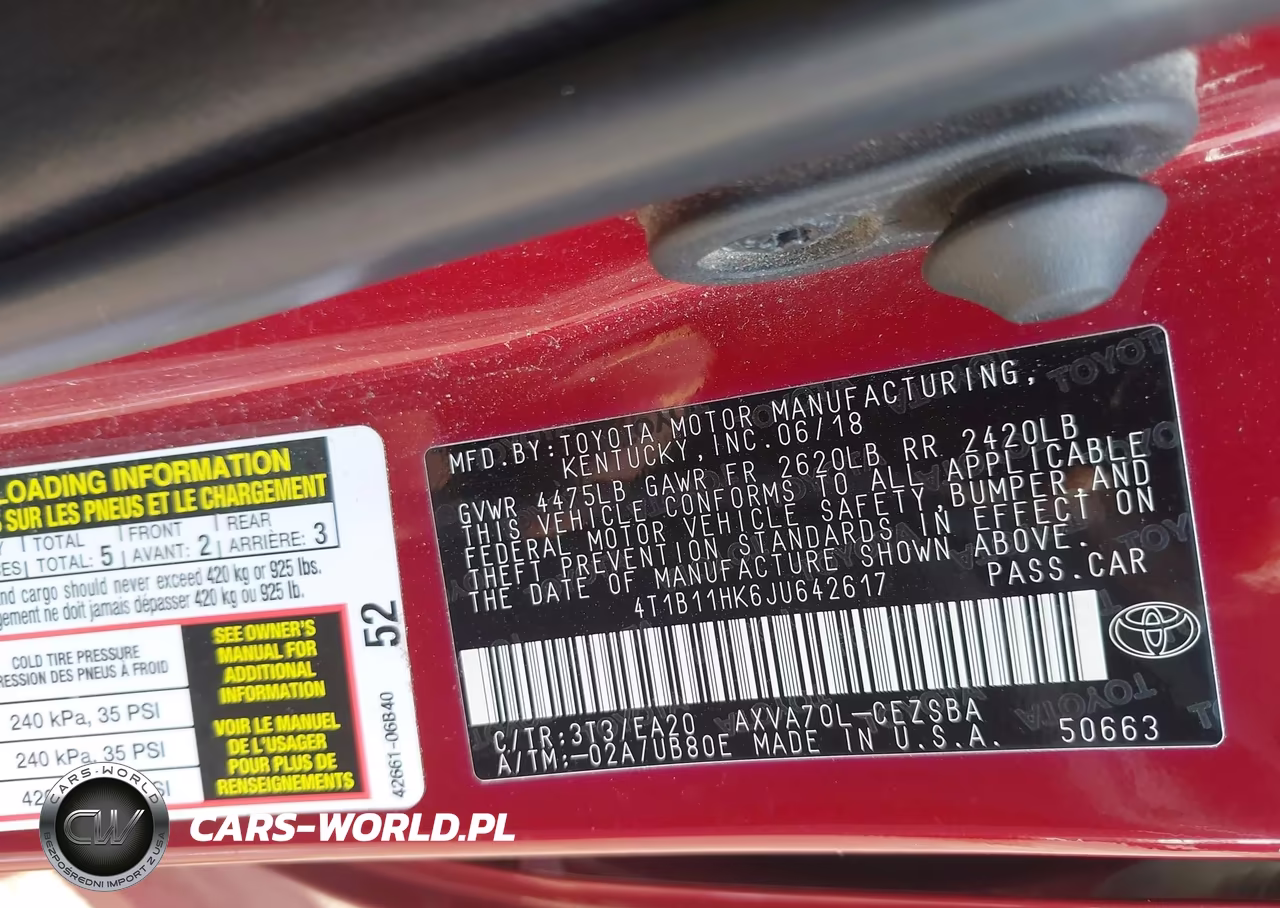 2018 Toyota Camry Se VIN:4T1B11HK6JU642617 - 9