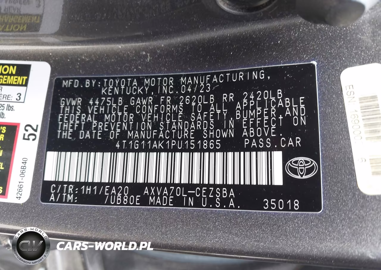 2023 Toyota Camry Se VIN:4T1G11AK1PU151865 - 9