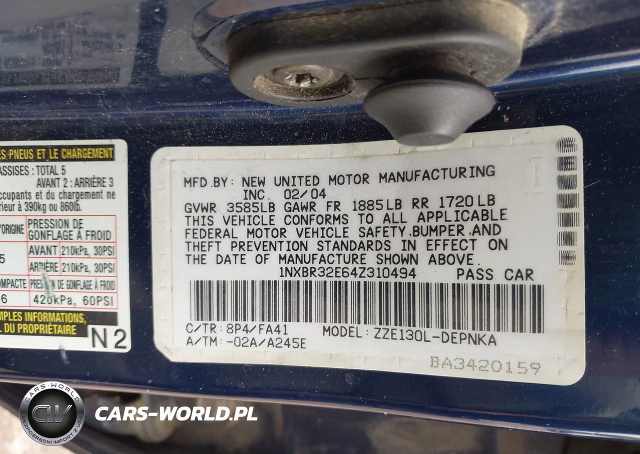 2004 Toyota Corolla Le VIN:1NXBR32E64Z310494 - 9