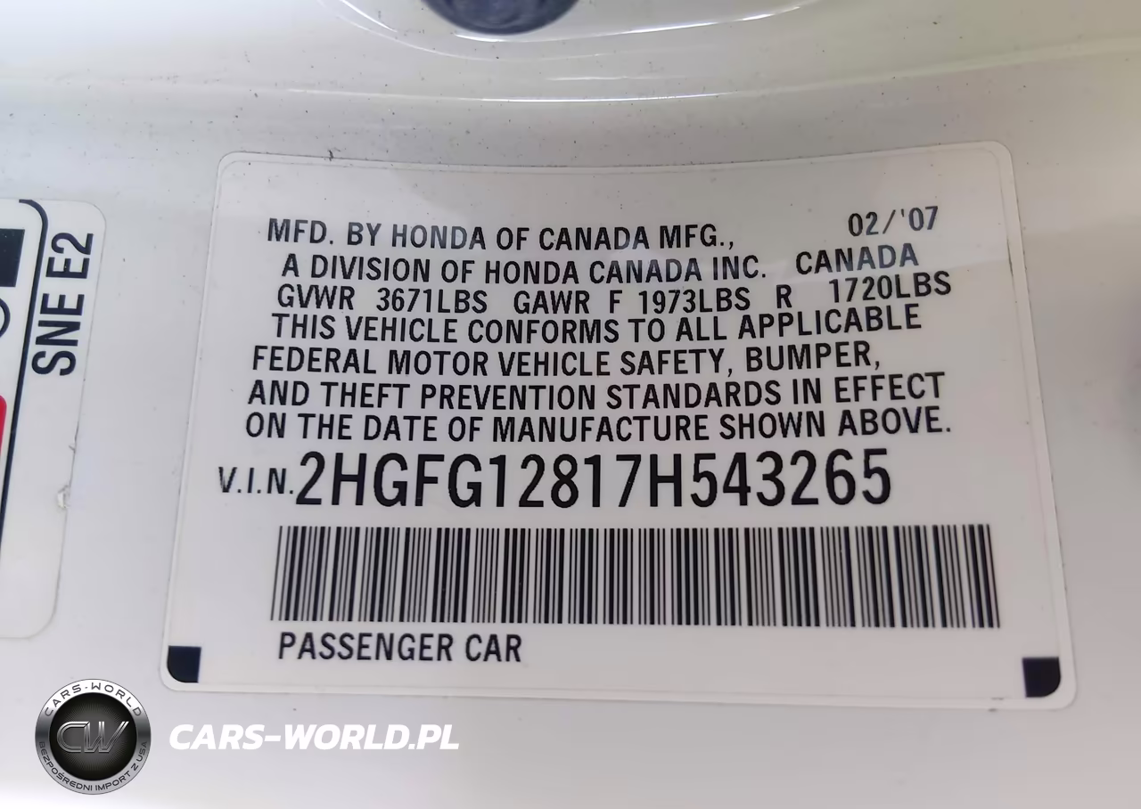 2007 Honda Civic Ex VIN:2HGFG12817H543265 - 9