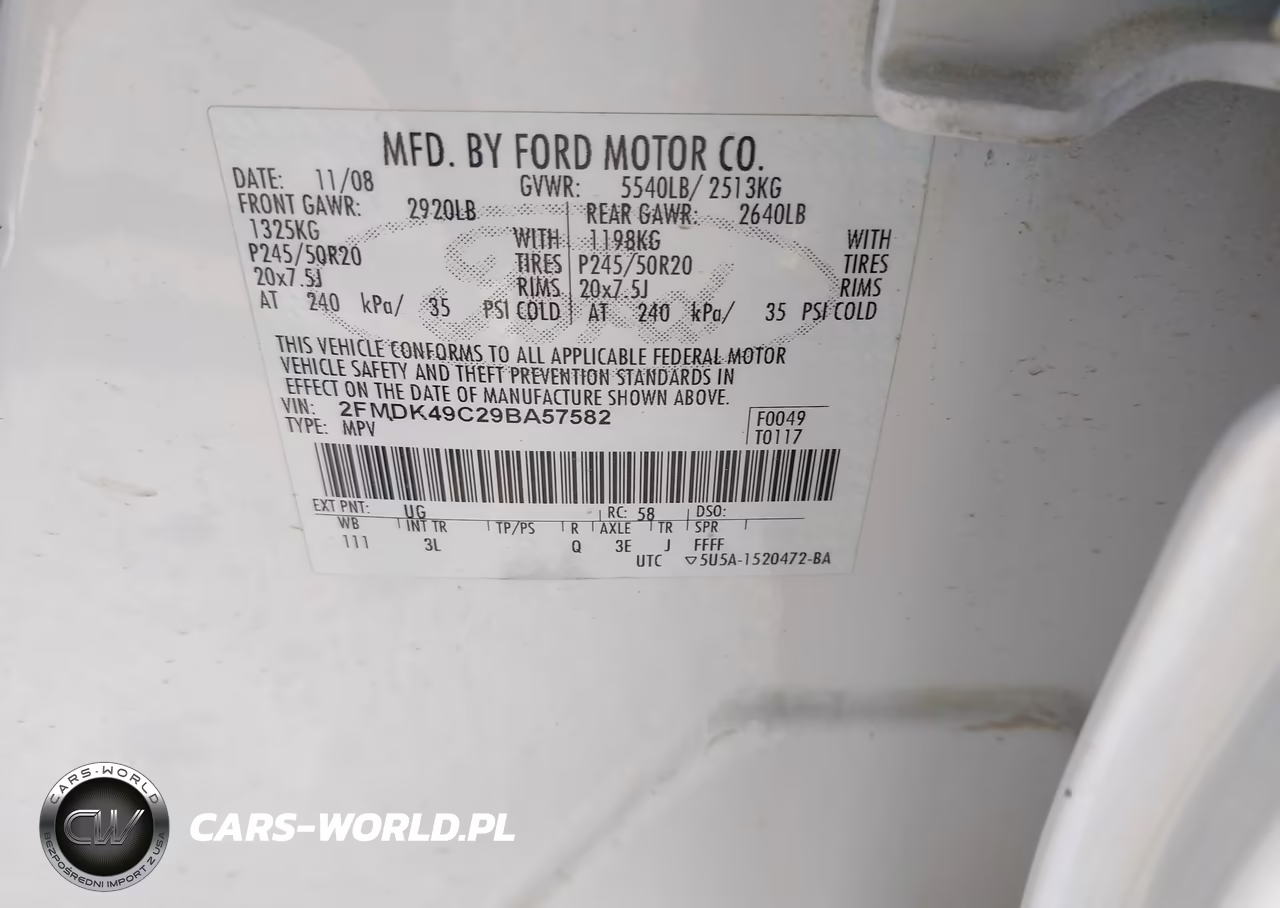 2009 Ford Edge Limited VIN:2FMDK49C29BA57582 - 9