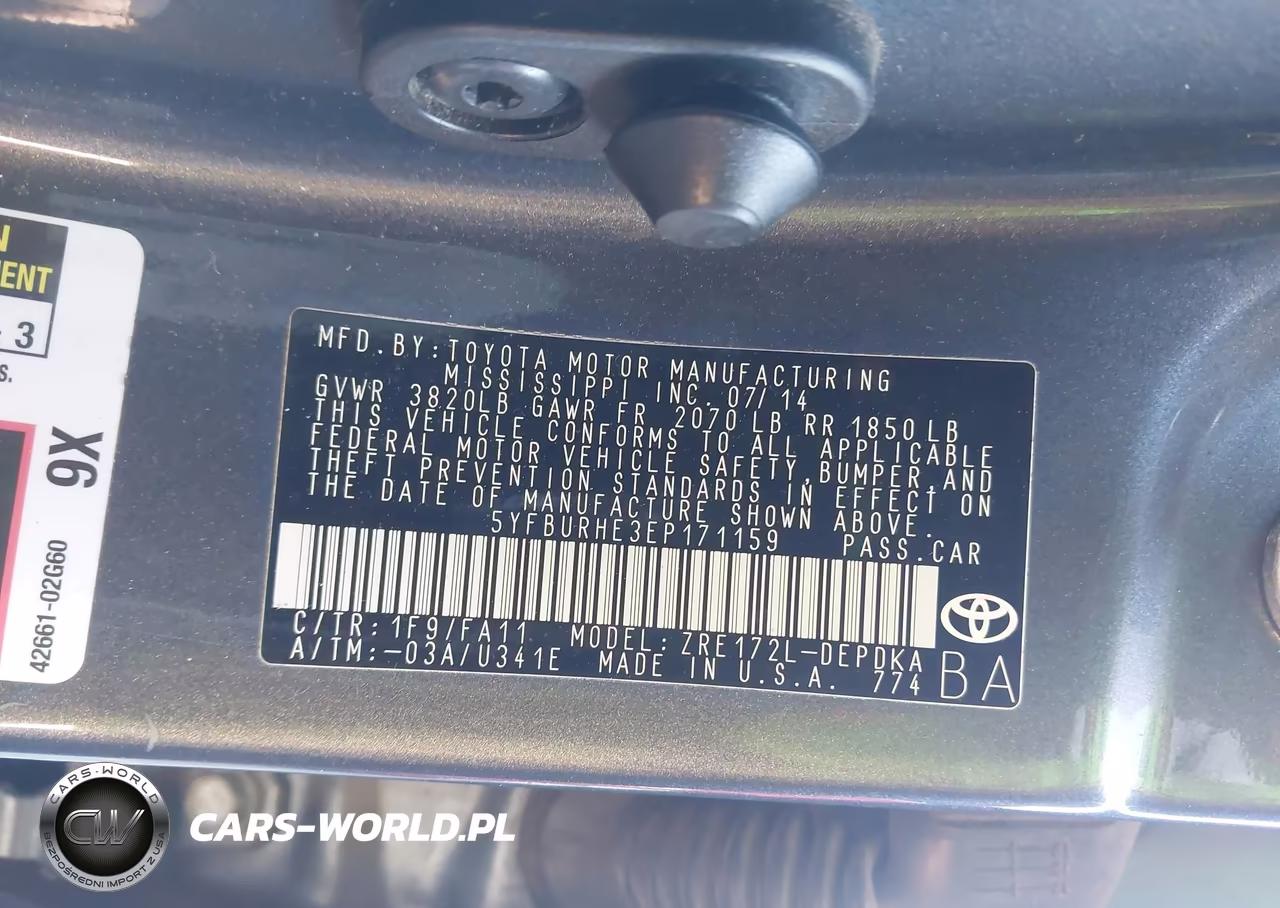 2014 Toyota Corolla L VIN:5YFBURHE3EP171159 - 9