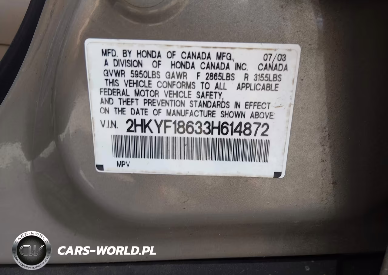 2003 Honda Pilot Ex-L VIN:2HKYF18633H614872 - 9