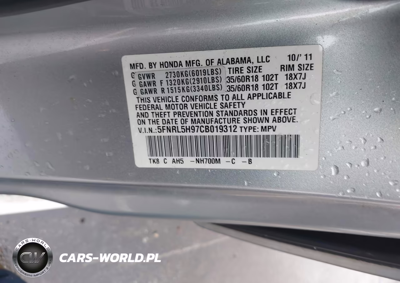 2012 Honda Odyssey Touring-Touring Elite VIN:5FNRL5H97CB019312 - 9