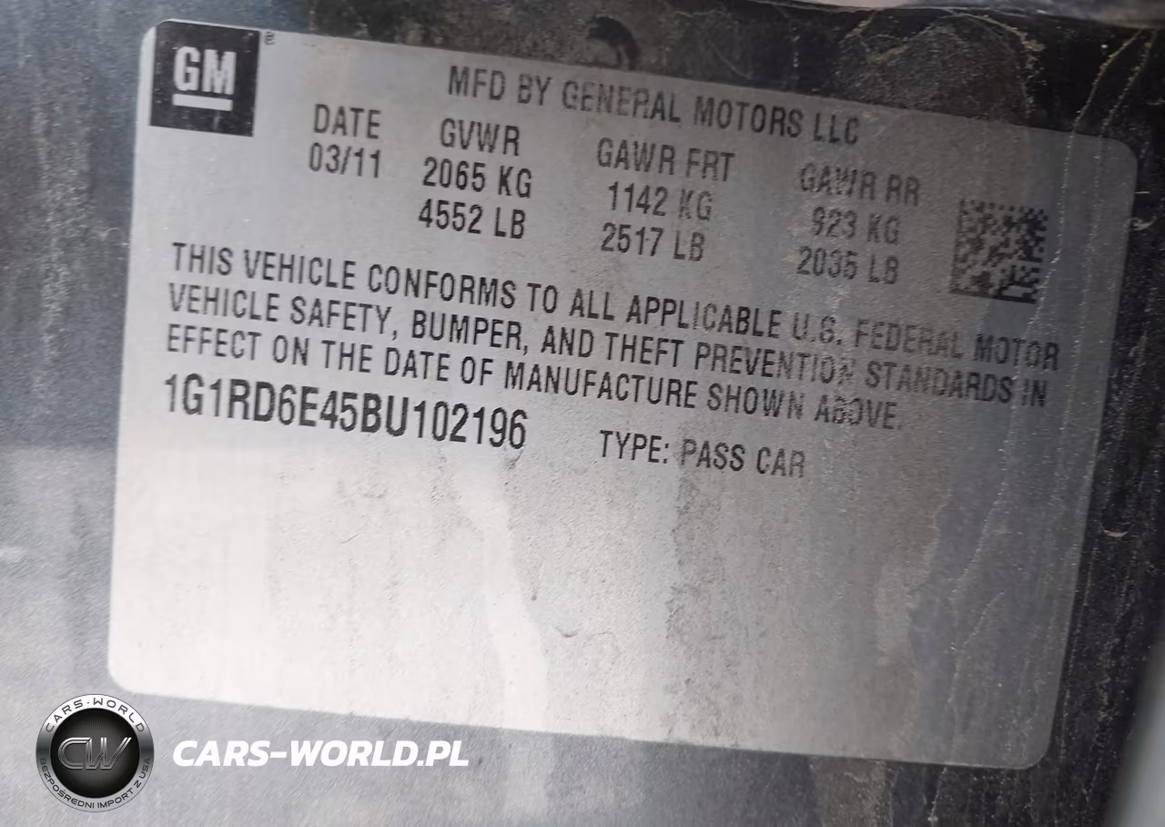 2011 Chevrolet Volt VIN:1G1RD6E45BU102196 - 9
