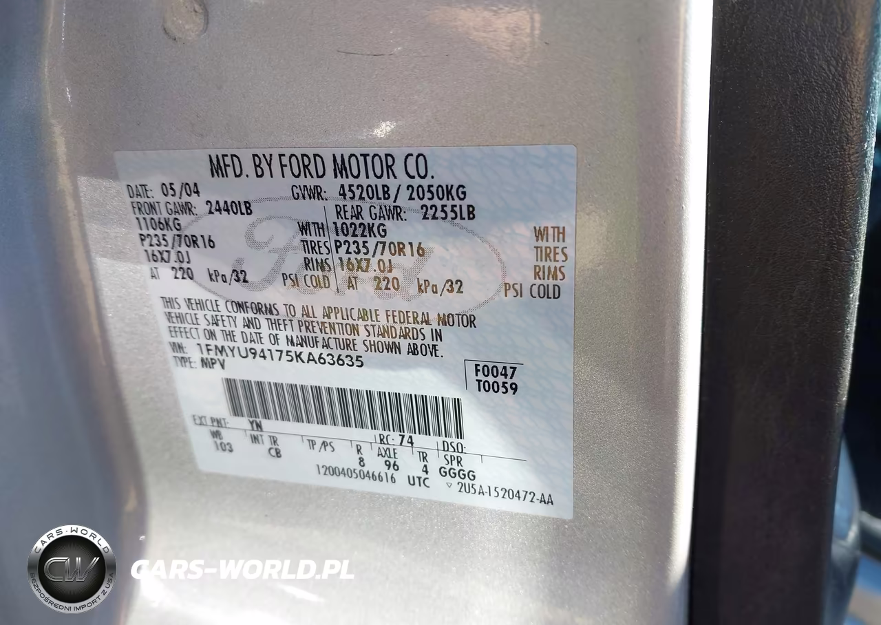 2005 Ford Escape Limited VIN:1FMYU94175KA63635 - 9