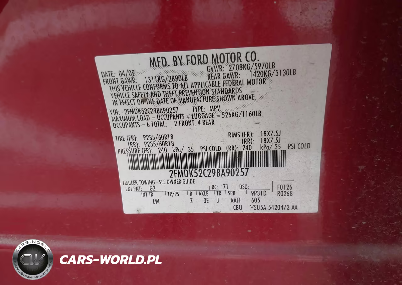 2009 Ford Flex Sel VIN:2FMDK52C29BA90257 - 9