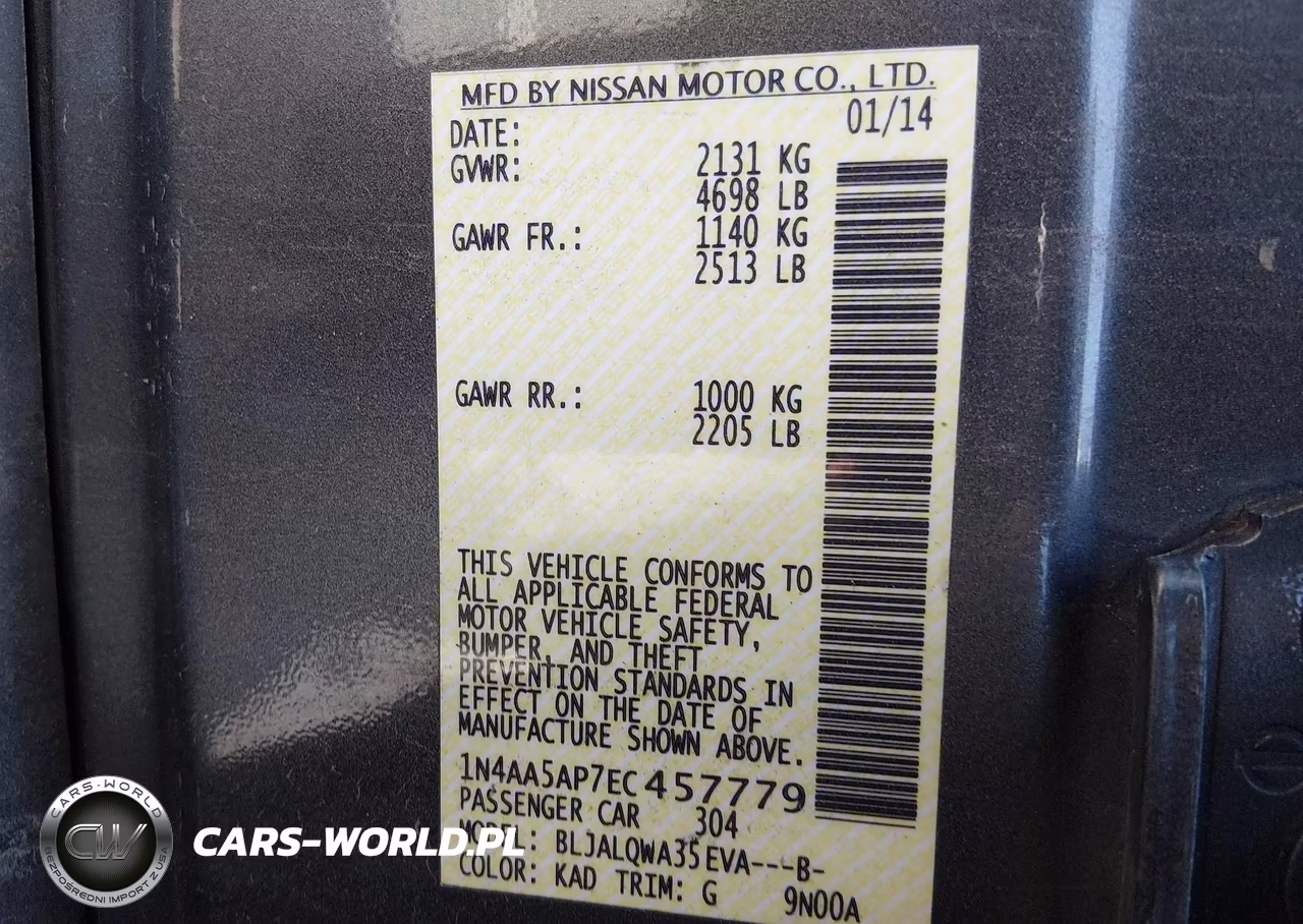 2014 Nissan Maxima 3.5 S-3.5 Sv VIN:1N4AA5AP7EC457779 - 9