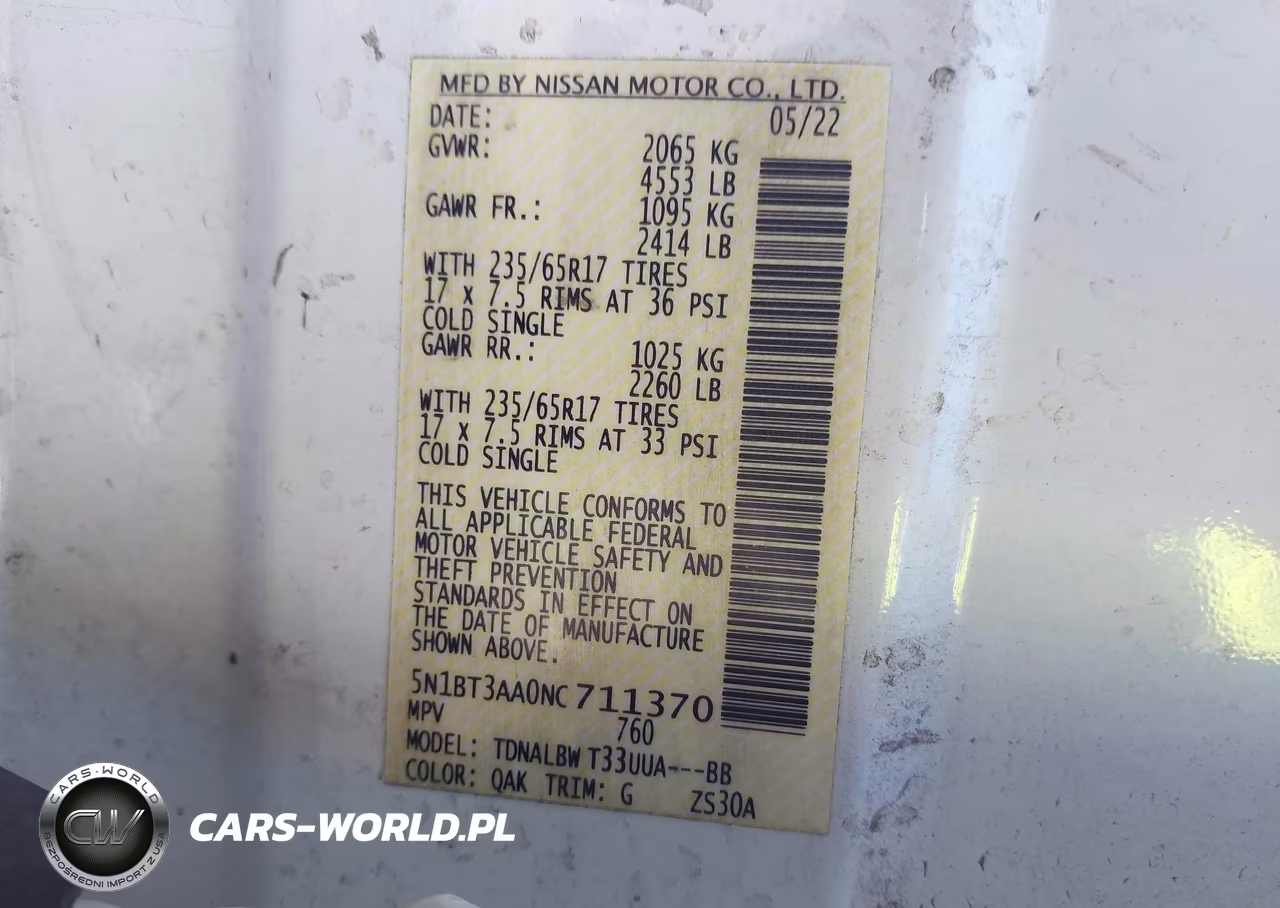 2022 Nissan Rogue S Fwd VIN:5N1BT3AA0NC711370 - 9