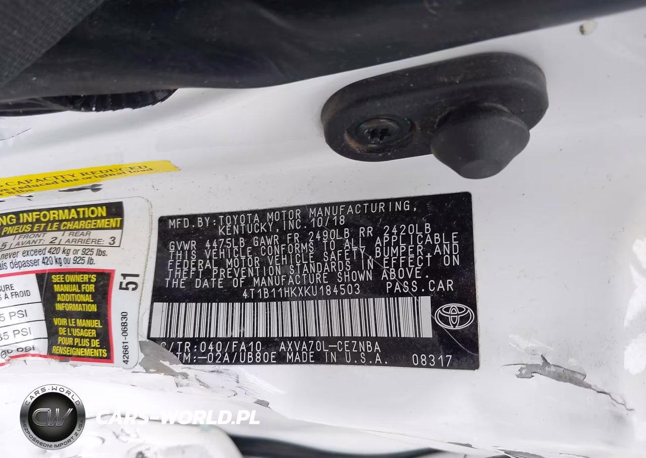 2019 Toyota Camry Le VIN:4T1B11HKXKU184503 - 9