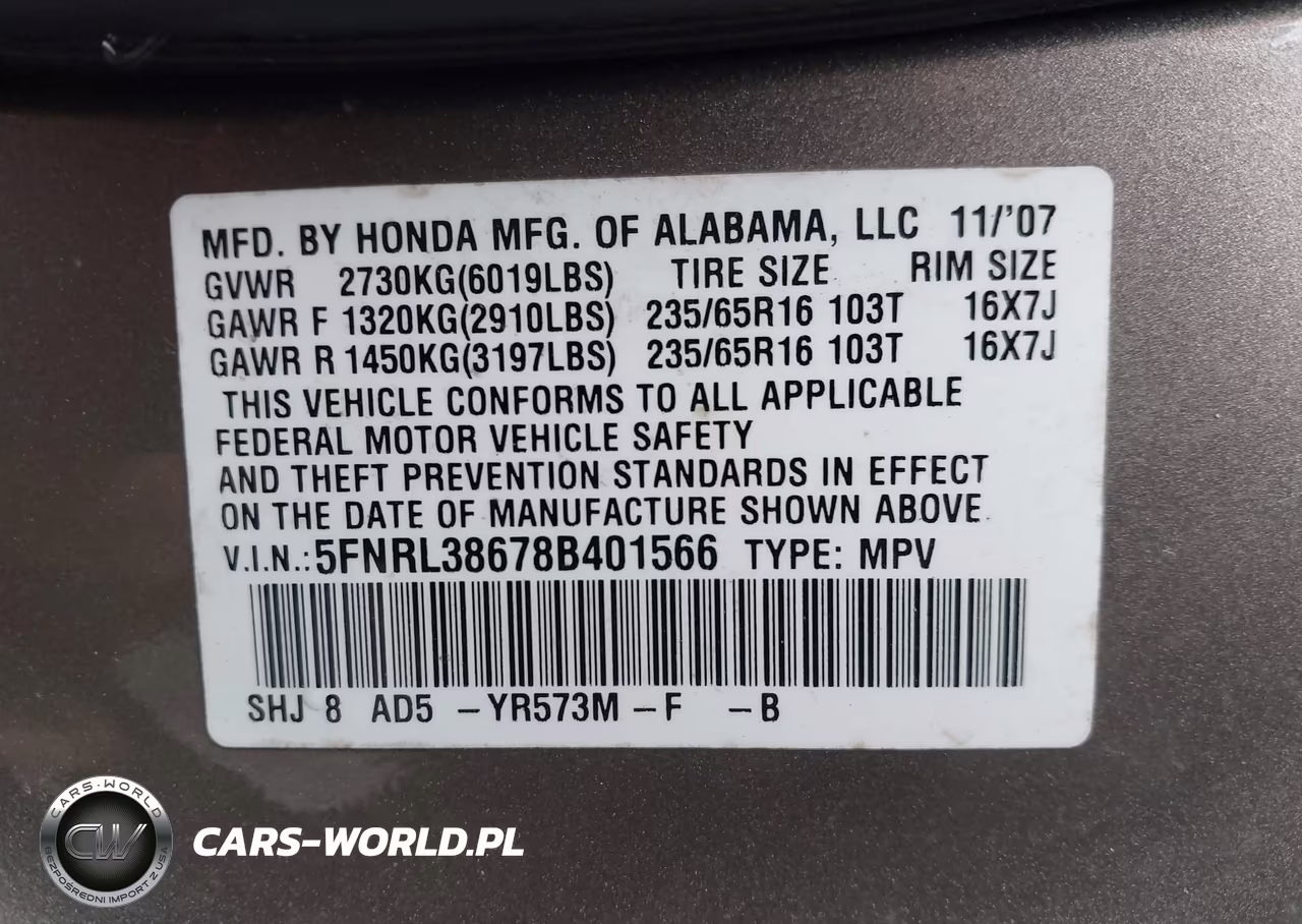 2008 Honda Odyssey Ex-L VIN:5FNRL38678B401566 - 9