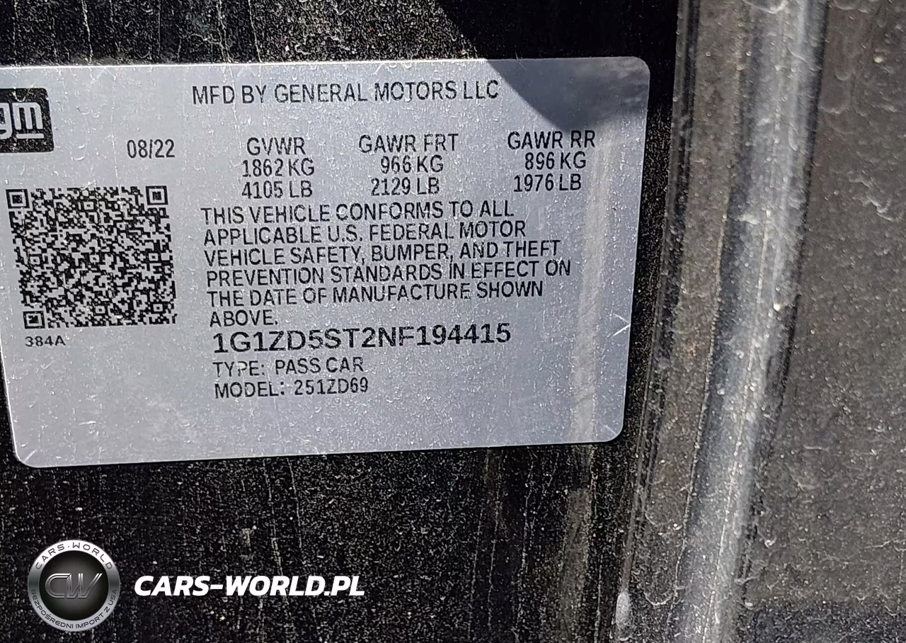2022 Chevrolet Malibu Fwd Lt VIN:1G1ZD5ST2NF194415 - 9