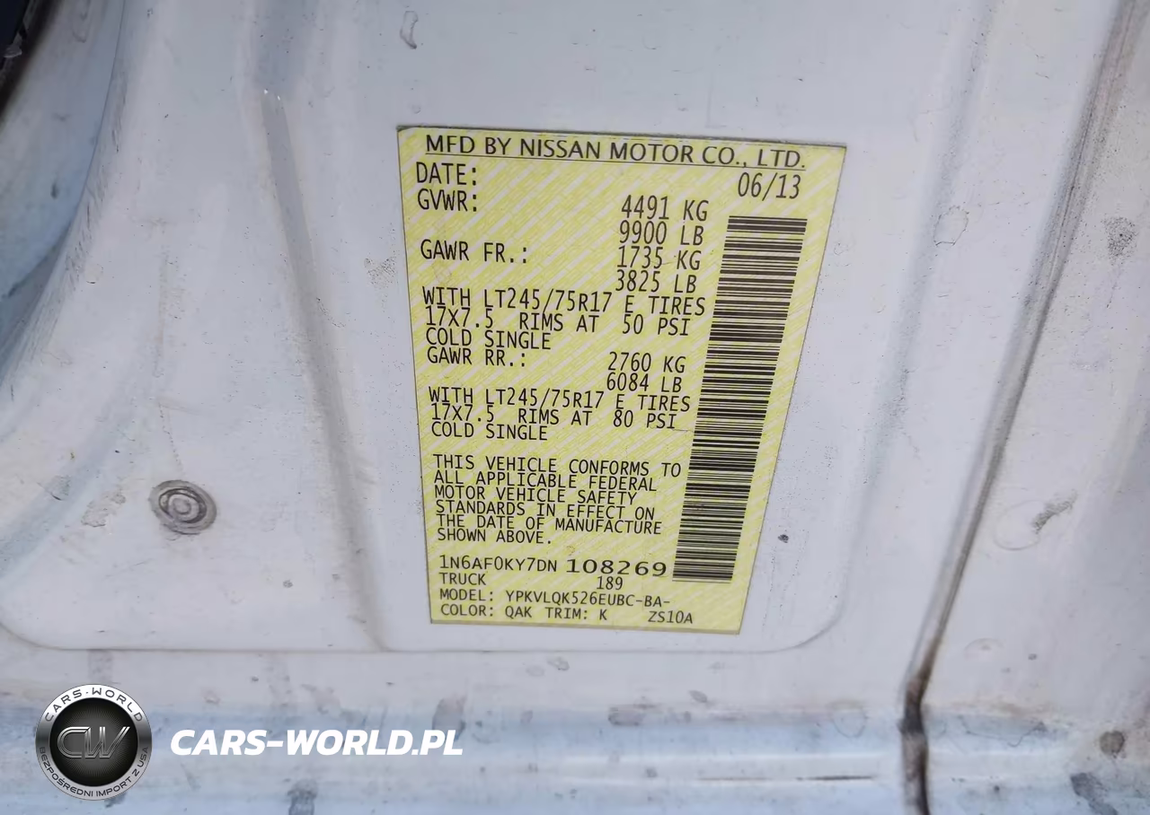 2013 Nissan Nv Cargo Nv3500 Hd S V8 VIN:1N6AF0KY7DN108269 - 9