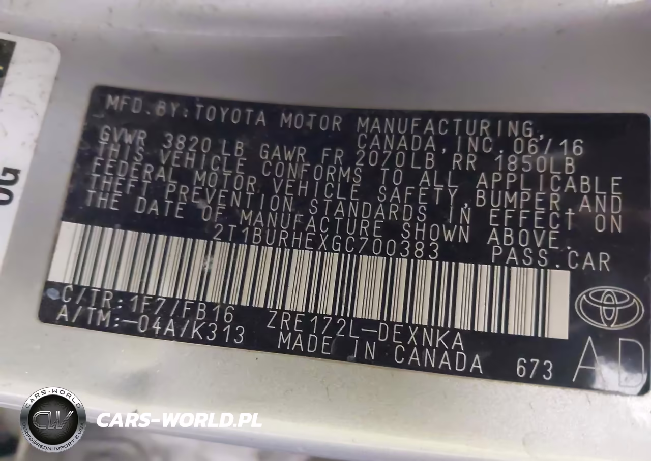 2016 Toyota Corolla Le VIN:2T1BURHEXGC700383 - 9