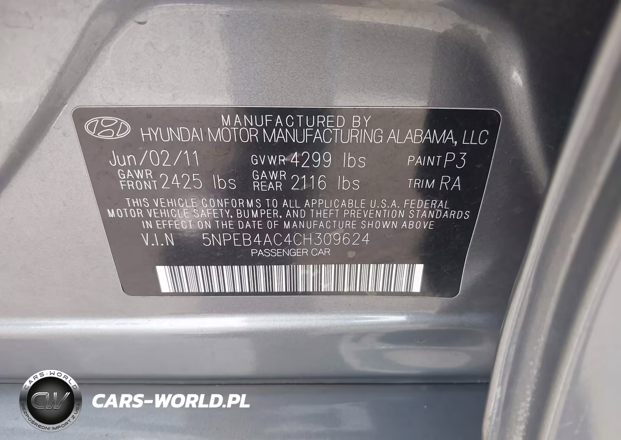 2012 Hyundai Sonata Gls VIN:5NPEB4AC4CH309624 - 9