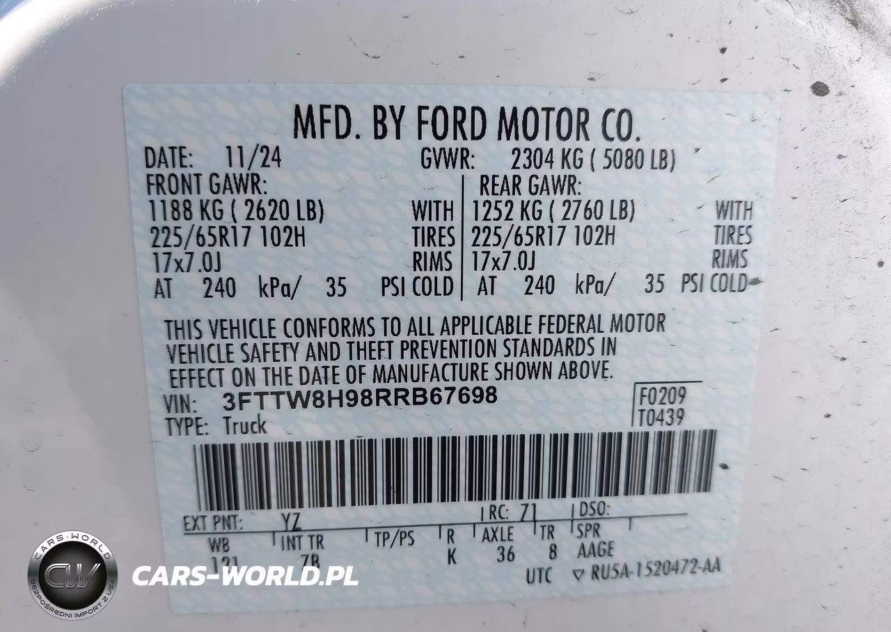 2024 Ford Maverick Xlt VIN:3FTTW8H98RRB67698 - 9