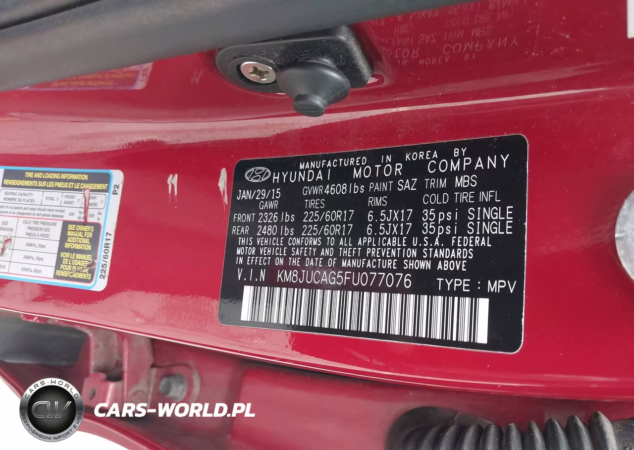 2015 Hyundai Tucson Se VIN:KM8JUCAG5FU077076 - 9