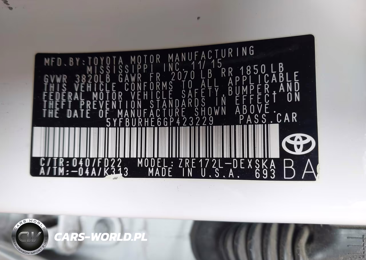 2016 Toyota Corolla S Plus VIN:5YFBURHE6GP423229 - 9
