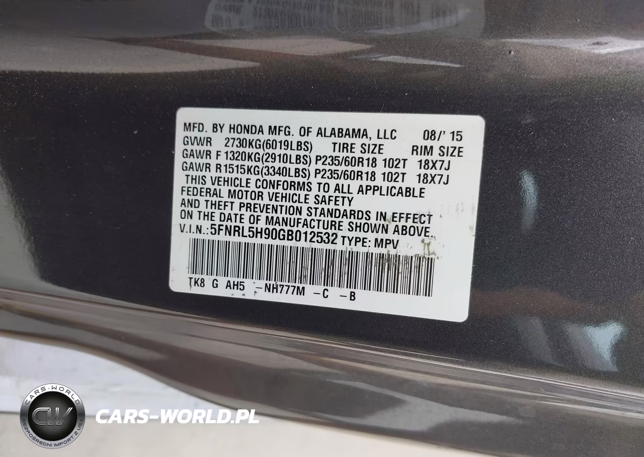 2016 Honda Odyssey Touring-Touring Elite VIN:5FNRL5H90GB012532 - 9
