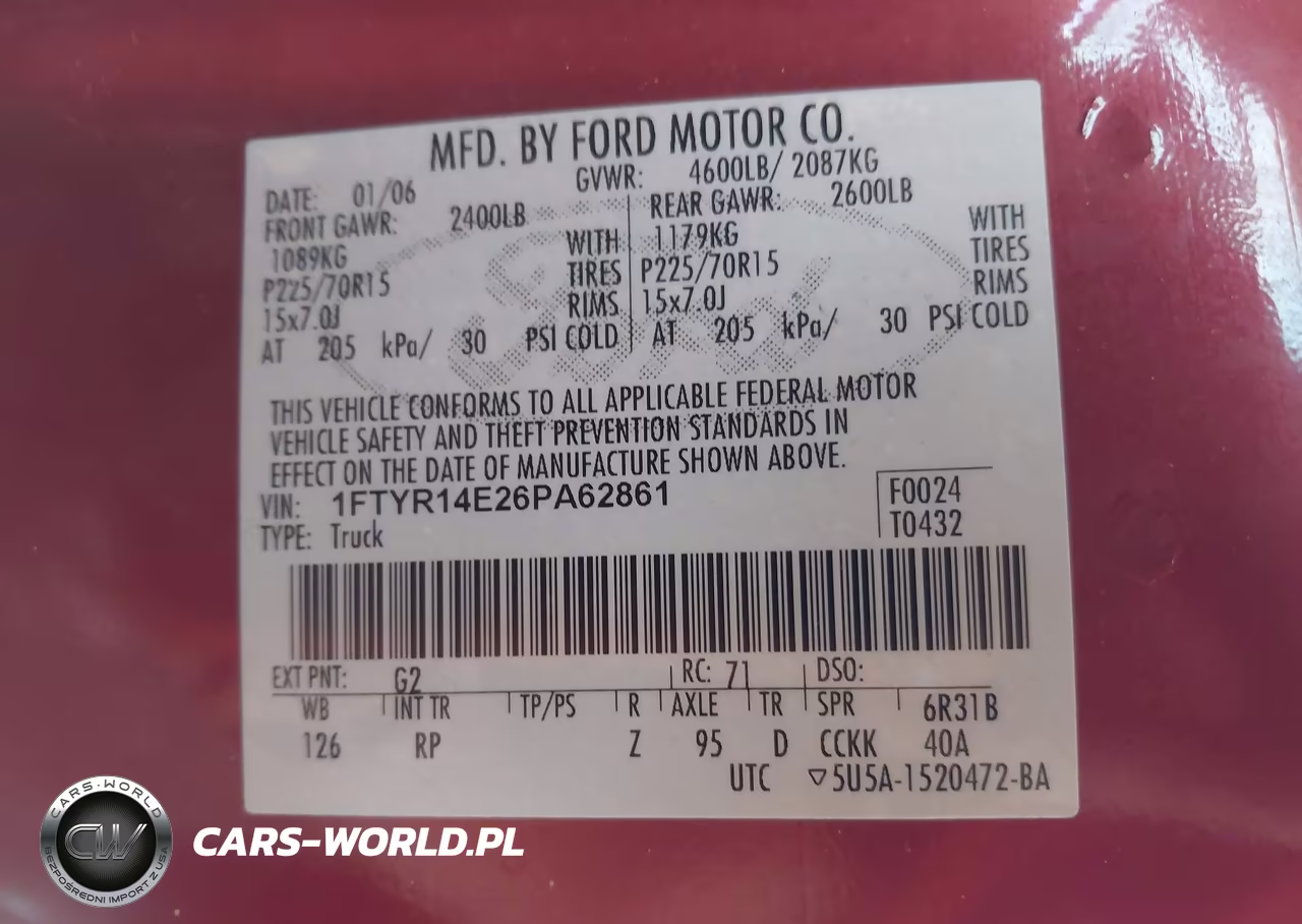 2006 Ford Ranger Sport-Stx-Xl-Xlt VIN:1FTYR14E26PA62861 - 9