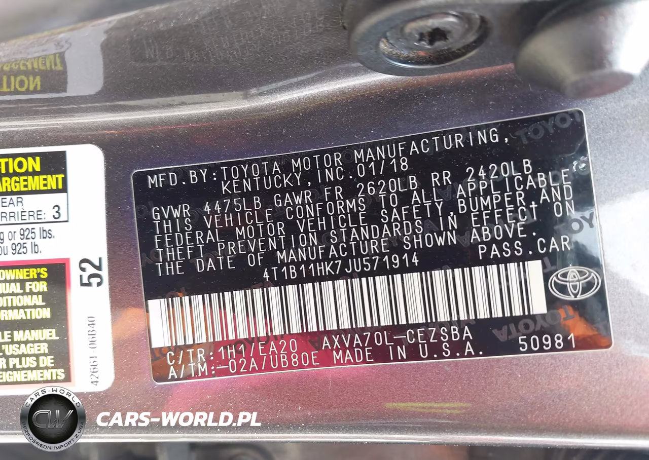 2018 Toyota Camry Se VIN:4T1B11HK7JU571914 - 9