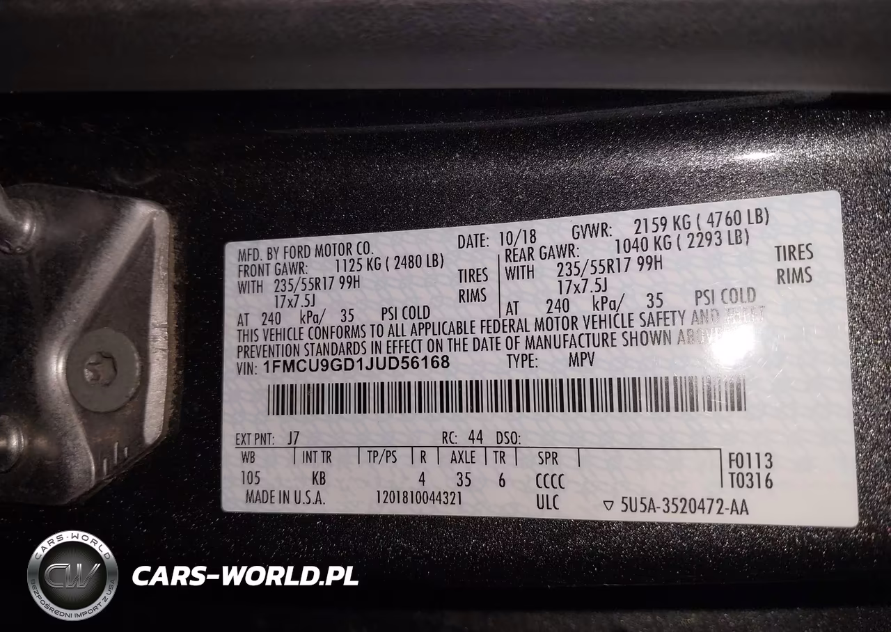 2018 Ford Escape Se VIN:1FMCU9GD1JUD56168 - 9