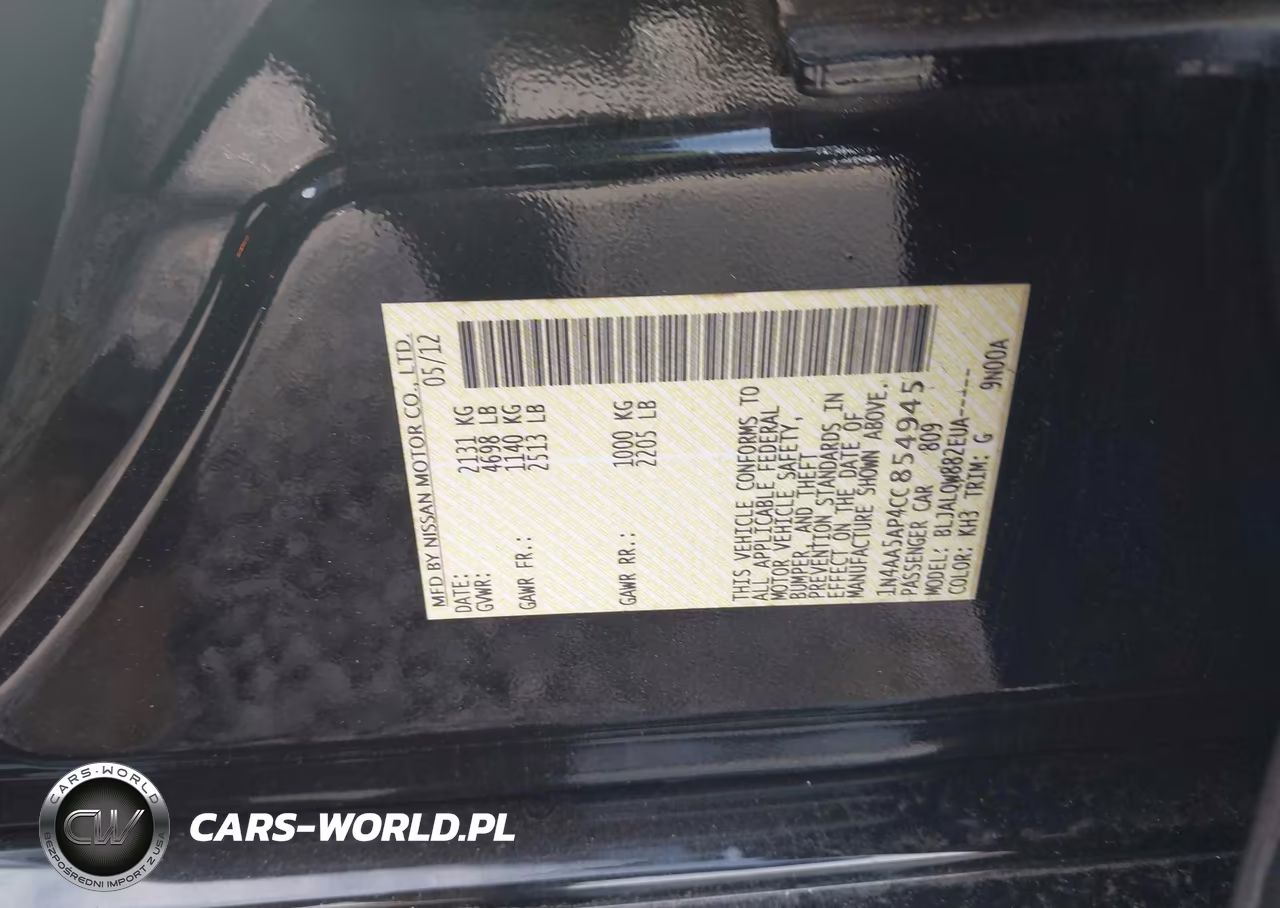 2012 Nissan Maxima 3.5 S VIN:1N4AA5AP4CC854945 - 9