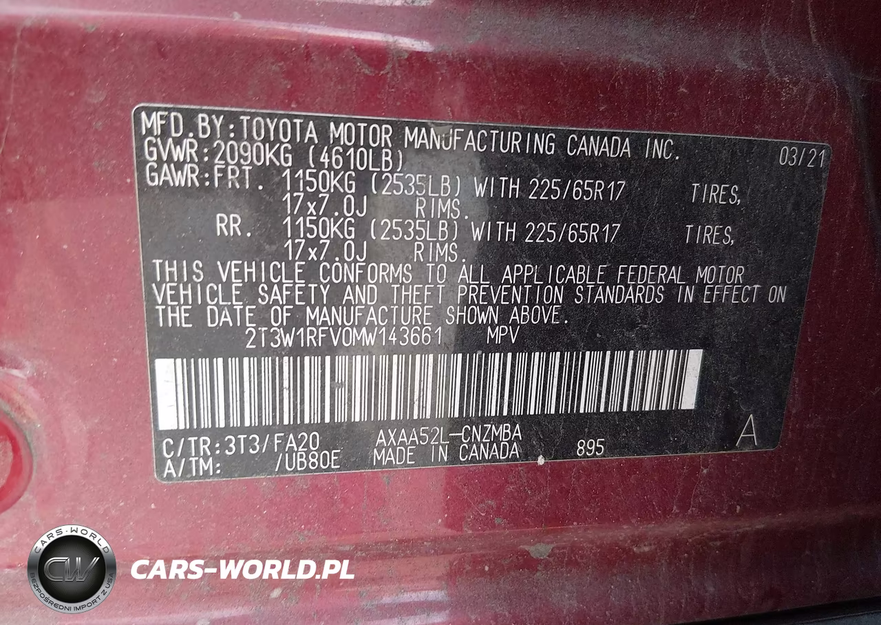 2021 Toyota Rav4 Xle VIN:2T3W1RFV0MW143661 - 9