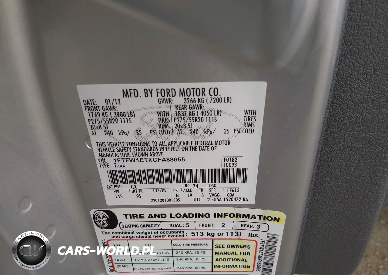 2012 Ford F-150 Platinum VIN:1FTFW1ETXCFA88655 - 9