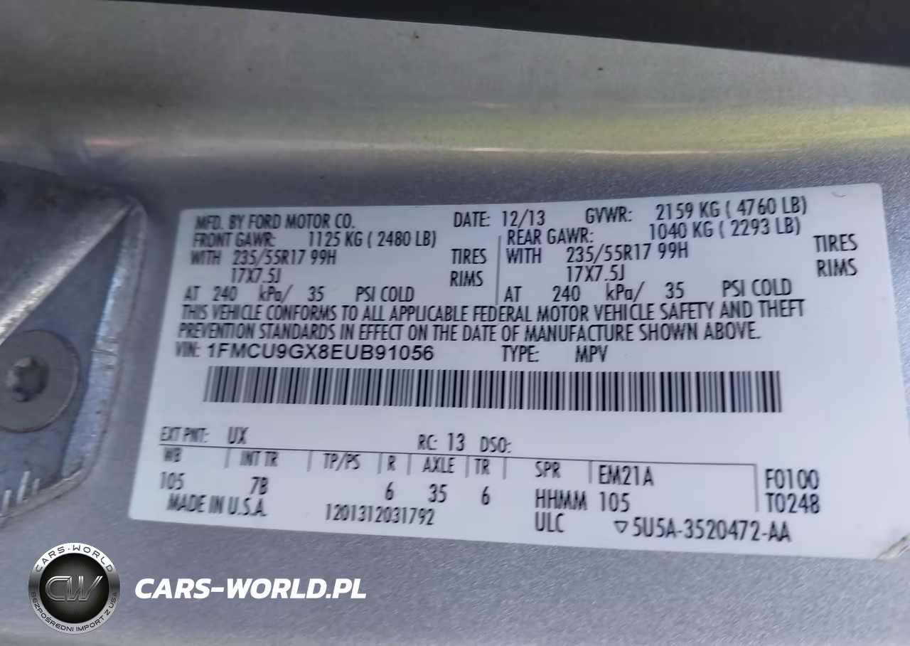 2014 Ford Escape Se VIN:1FMCU9GX8EUB91056 - 9