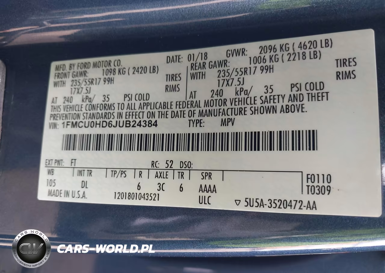 2018 Ford Escape Sel VIN:1FMCU0HD6JUB24384 - 9
