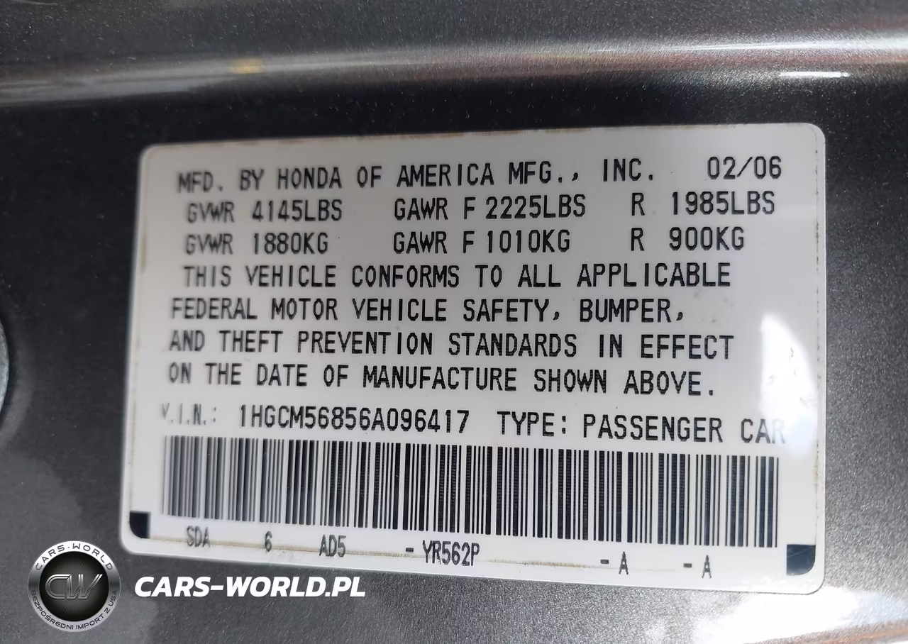 2006 Honda Accord 2.4 Ex VIN:1HGCM56856A096417 - 9