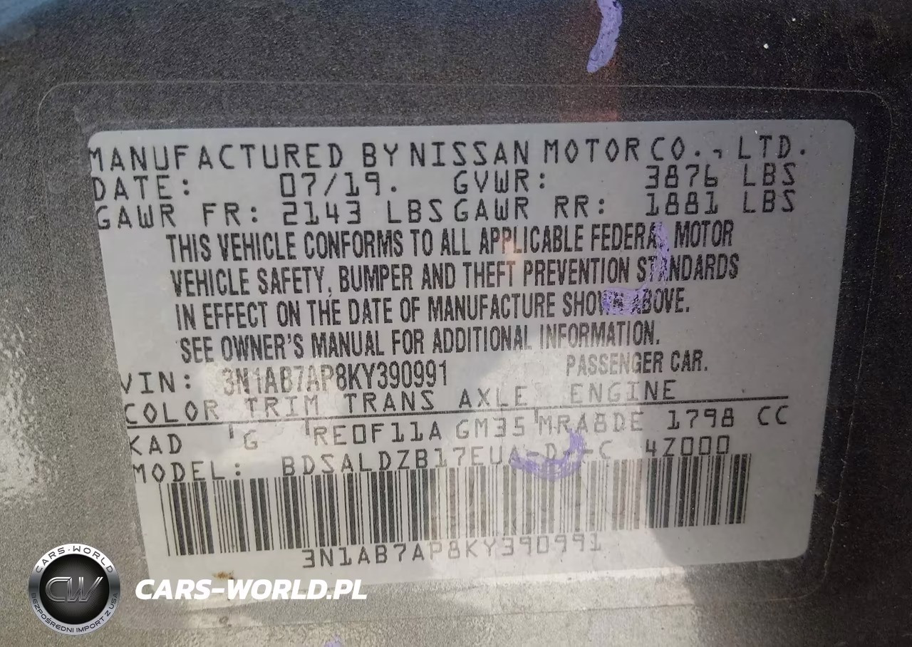 2019 Nissan Sentra Sv VIN:3N1AB7AP8KY390991 - 9