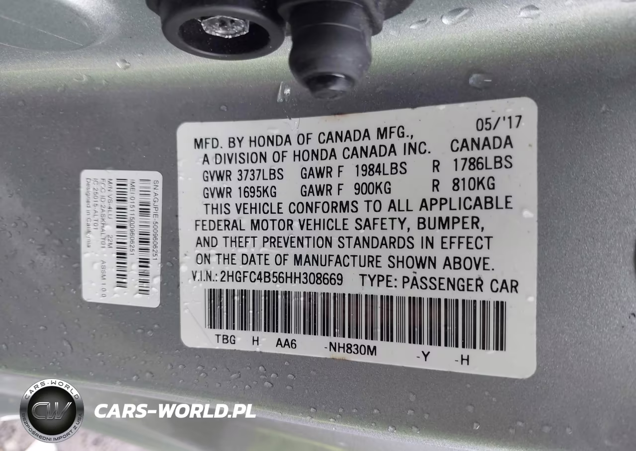 2017 Honda Civic Lx VIN:2HGFC4B56HH308669 - 9