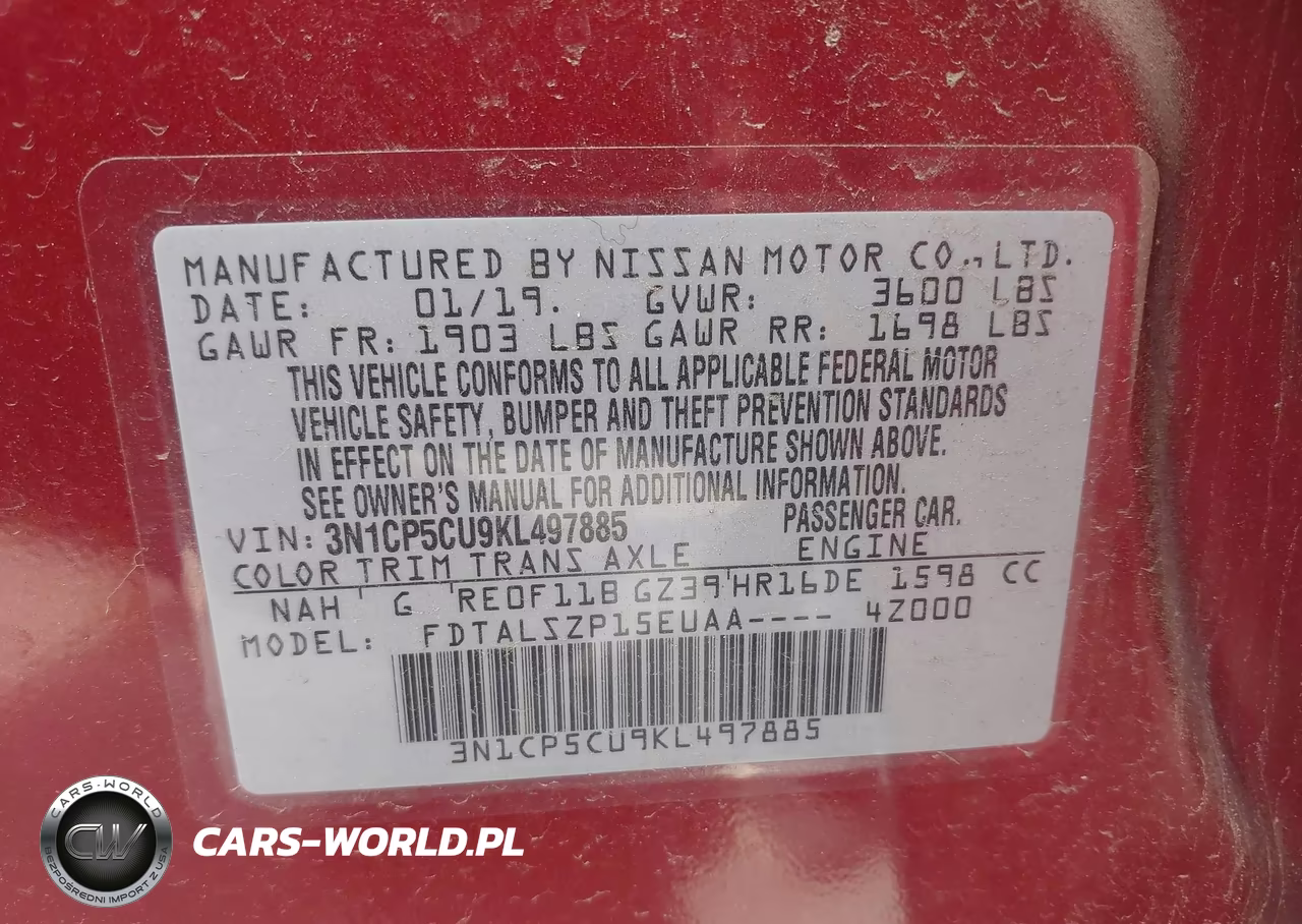 2019 Nissan Kicks Sv VIN:3N1CP5CU9KL497885 - 9