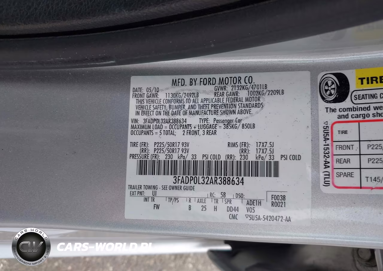 2010 Ford Fusion Hybrid VIN:3FADP0L32AR388634 - 9