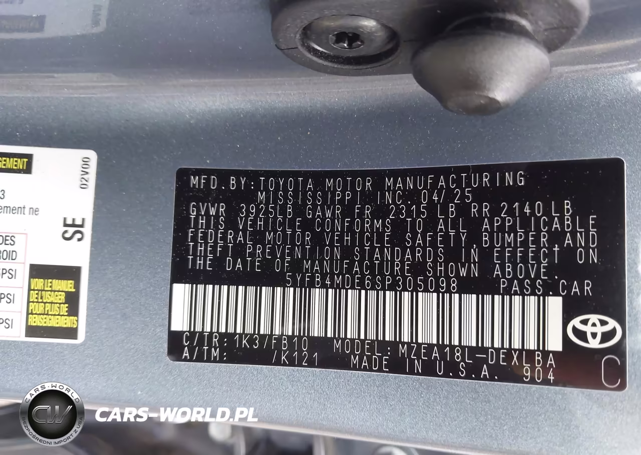 2025 Toyota Corolla Le VIN:5YFB4MDE6SP305098 - 9