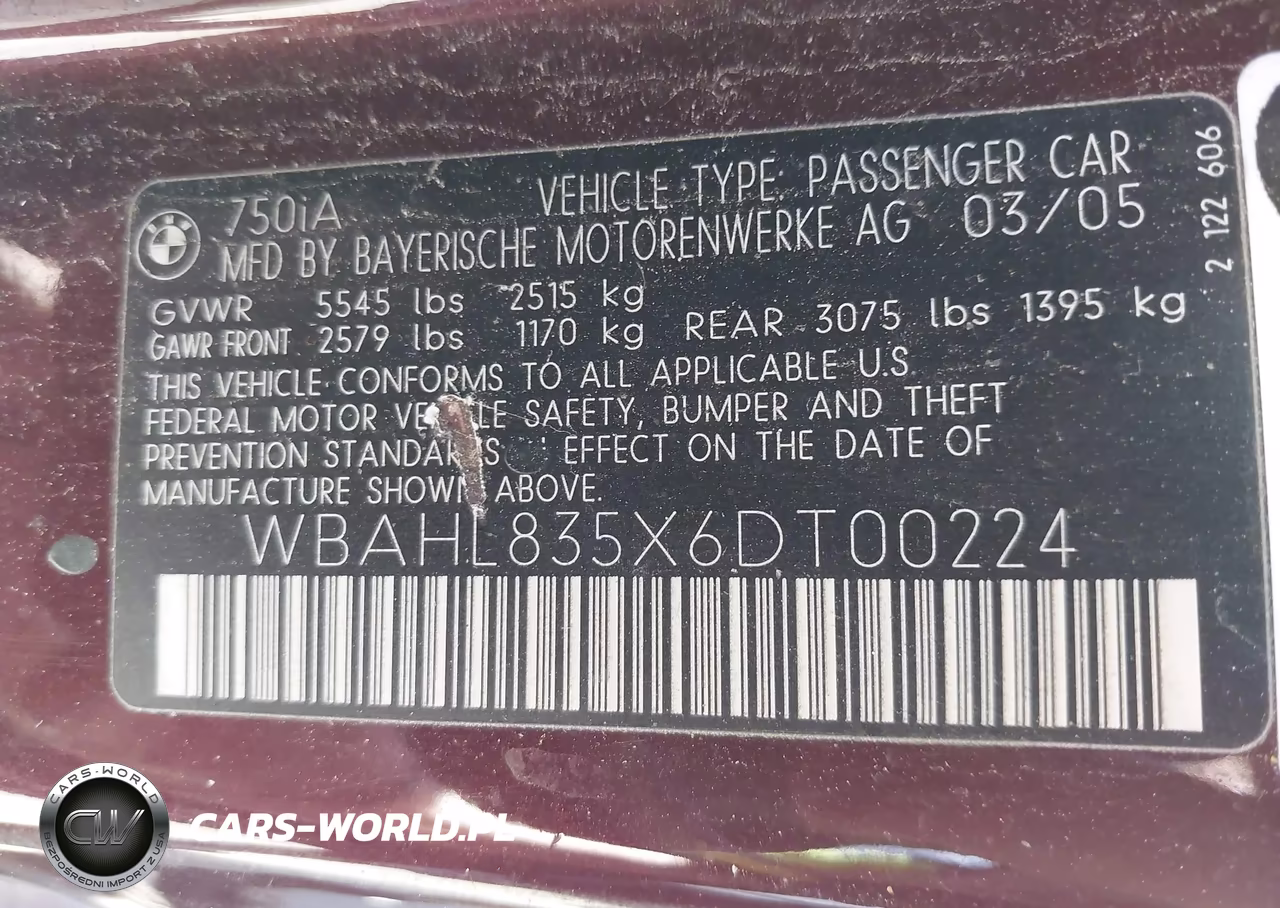 2006 BMW 750I VIN:WBAHL835X6DT00224 - 9