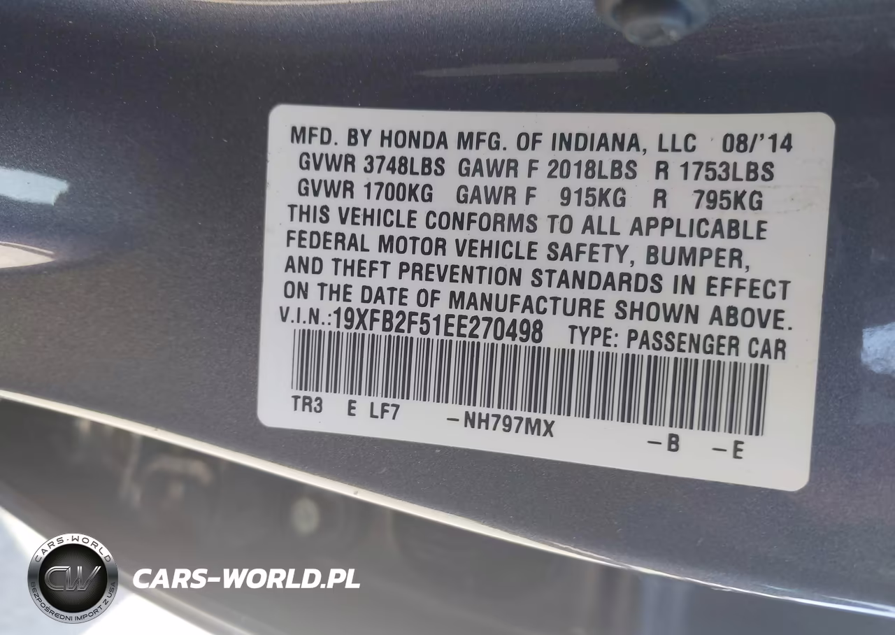 2014 Honda Civic Lx VIN:19XFB2F51EE270498 - 9