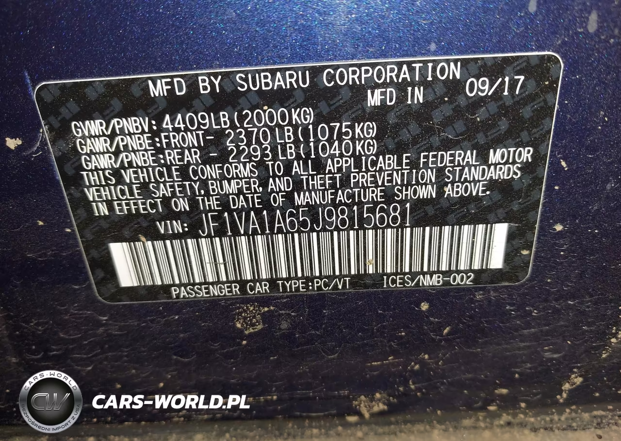 2018 Subaru Wrx VIN:JF1VA1A65J9815681 - 9