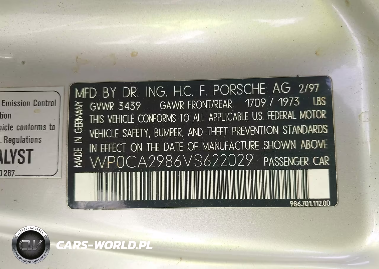 1997 Porsche Boxster VIN:WP0CA2986VS622029 - 9