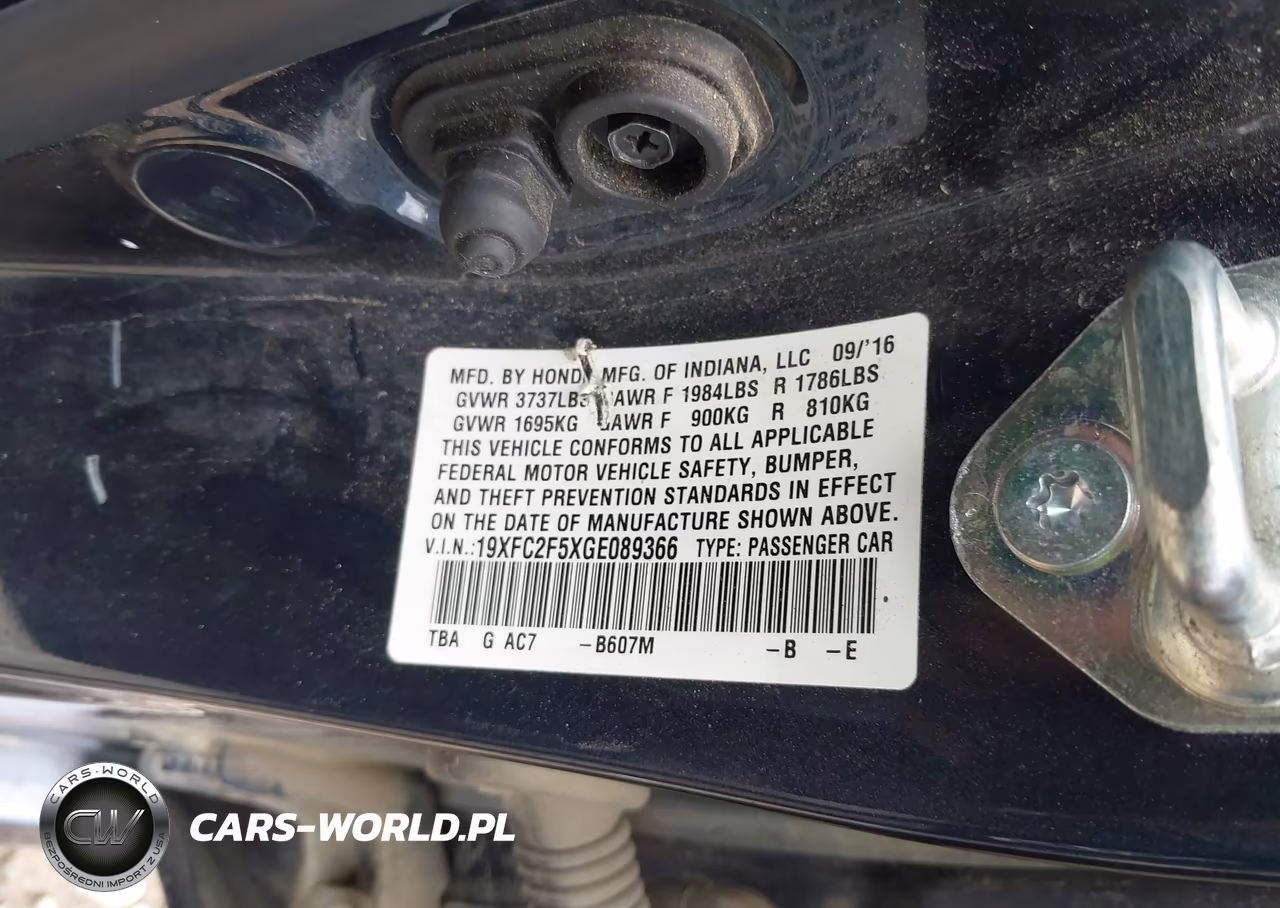 2016 Honda Civic Lx VIN:19XFC2F5XGE089366 - 9