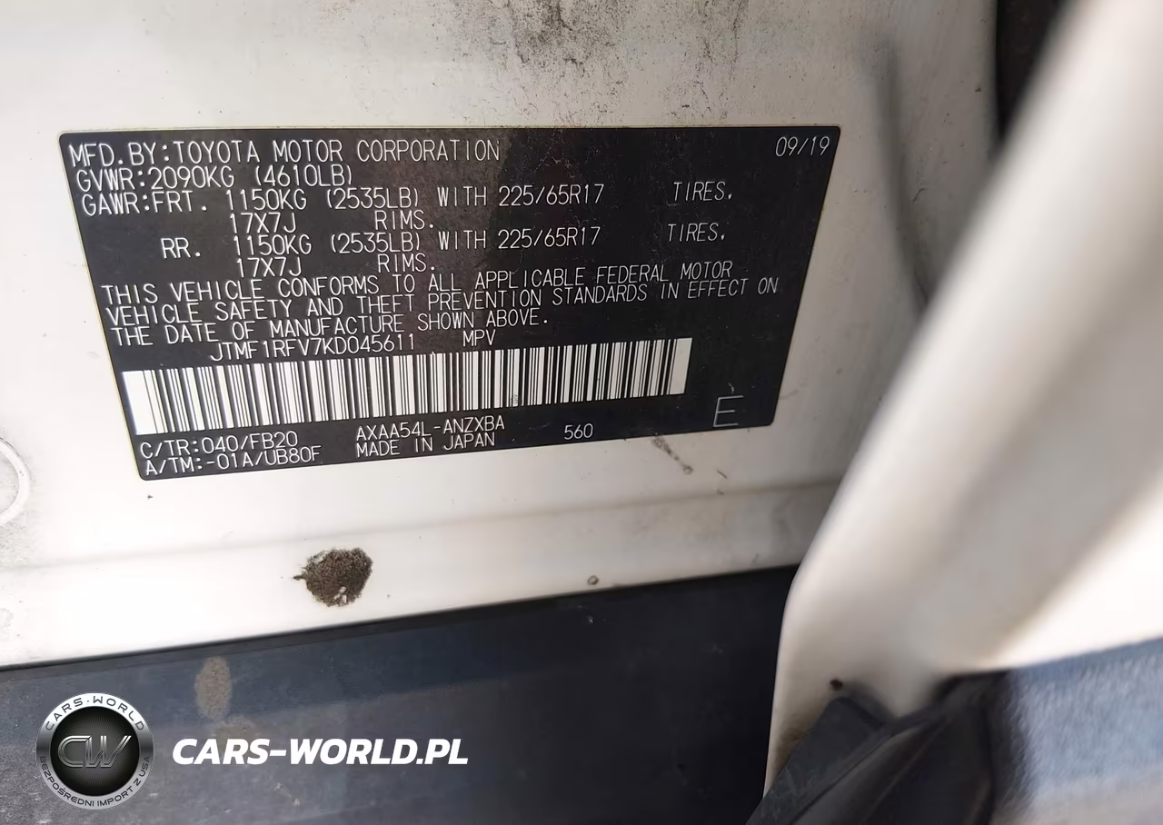 2019 Toyota Rav4 Le VIN:JTMF1RFV7KD045611 - 9