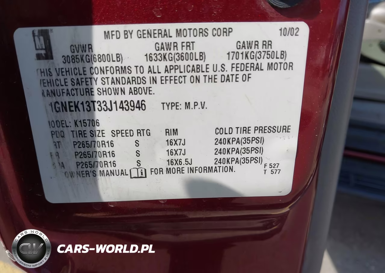 2003 Chevrolet Tahoe Lt VIN:1GNEK13T33J143946 - 9