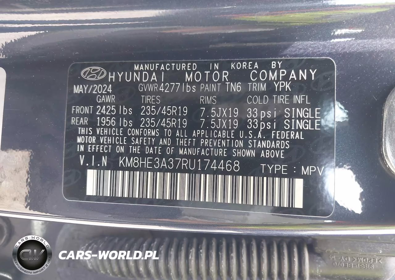 2024 Hyundai Kona Limited VIN:KM8HE3A37RU174468 - 9